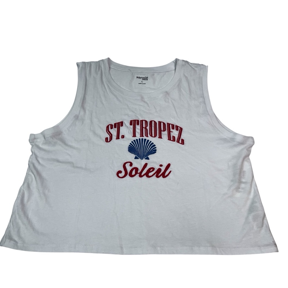 Kensie Jeans St Tropez Soleil Cropped Tank Top‎ Large NWT